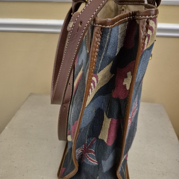 Brahmin Multi-Colored Flag Design Tapestry Tote Handbag - Picture 3 of 15